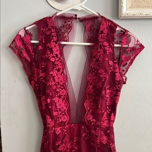 Sau Lee Red Lace Dress 4